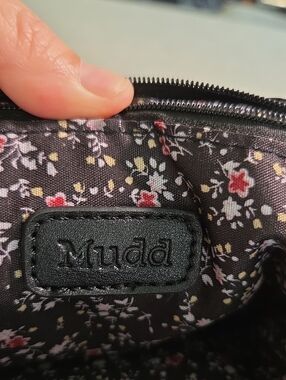 Mudd Black Floral Small Backpack/Purse with Red and Cream Flowers